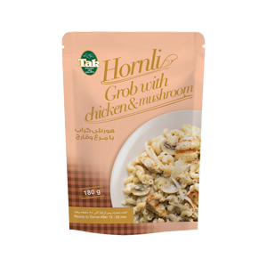 پاستا هورنلی گراپ با مرغ و قارچ تک ماکارون