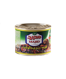 کنسرو قورمه‌ سبزی با گوشت مجید